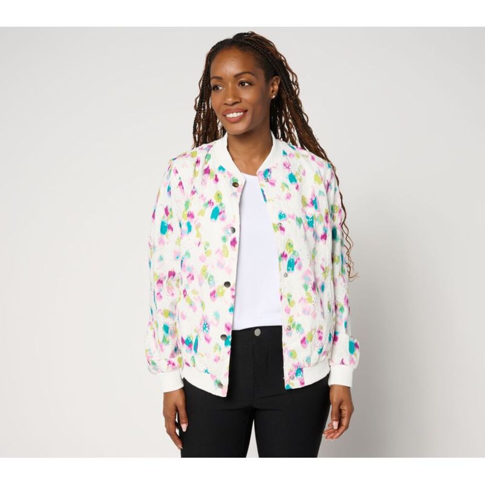 nicole by Nicole Miller Women's Jacket Sz L 100% Cotton Multi-colored A691700